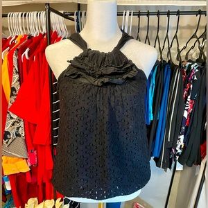 Ella Moss Eyelet Tank Top, size M, black